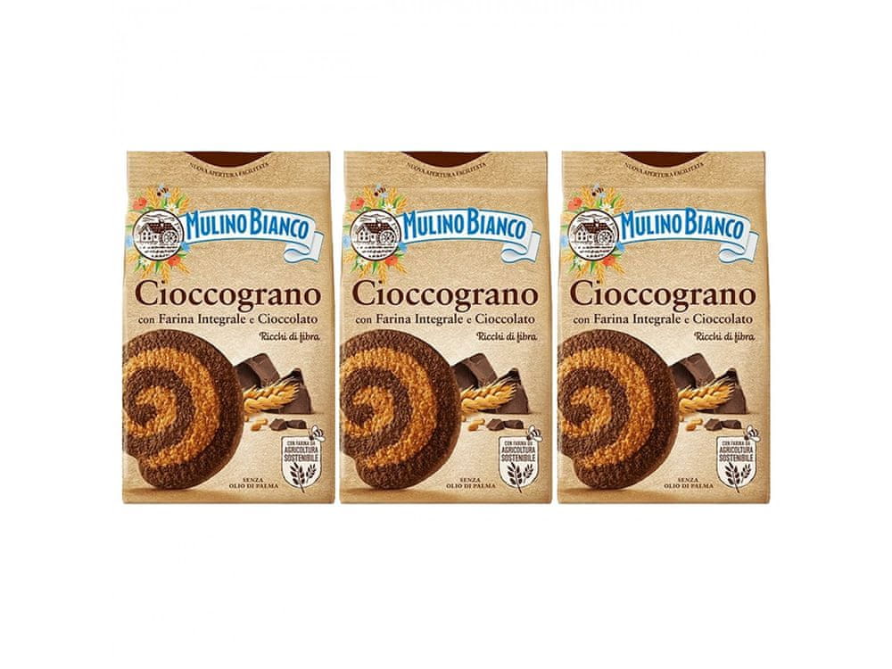 Mulino Bianco MULINO BIANCO Cioccograno Talianske sušienky z celozrnnej múky a horkej čokolády 330g, 3